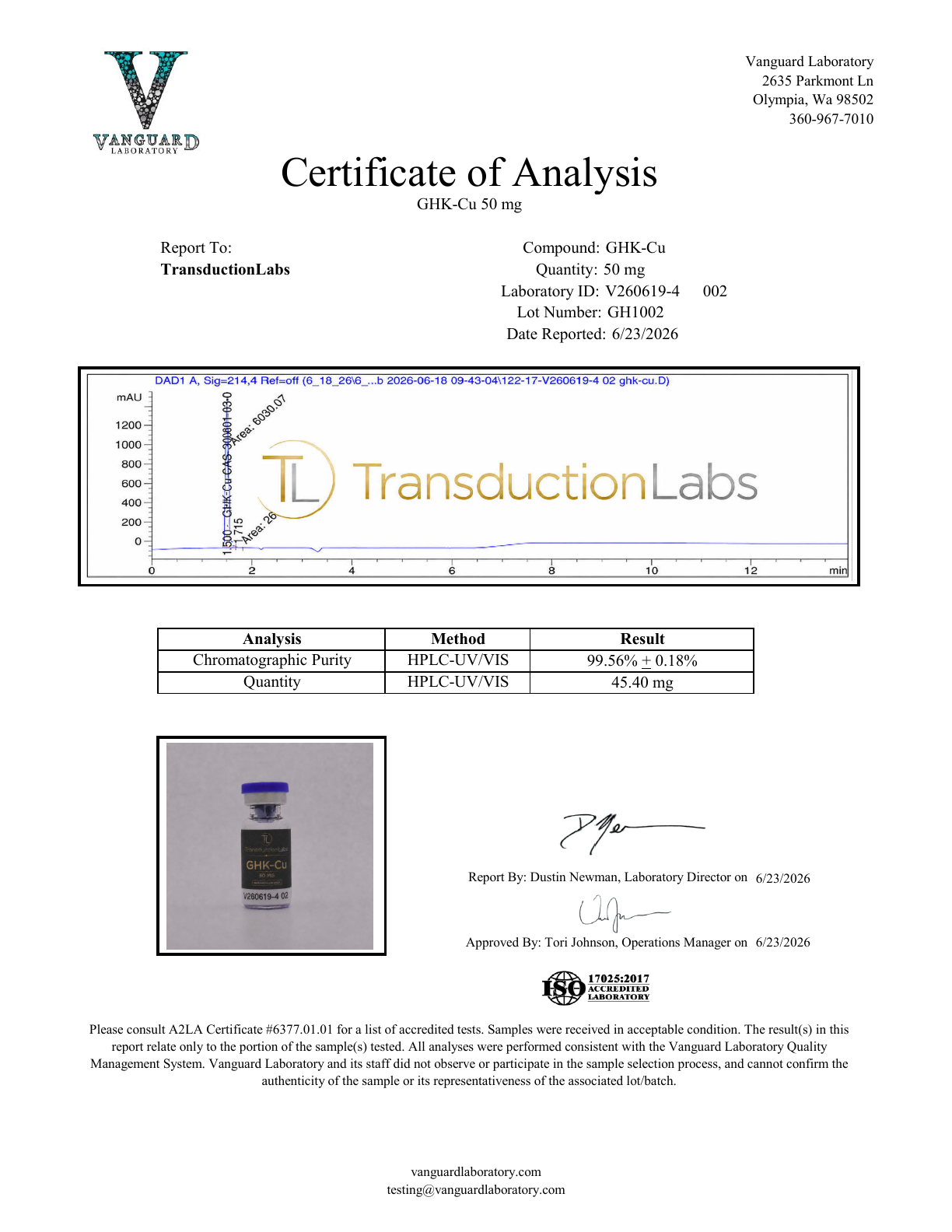 GHK-Cu 50mg certificate of analysis preview